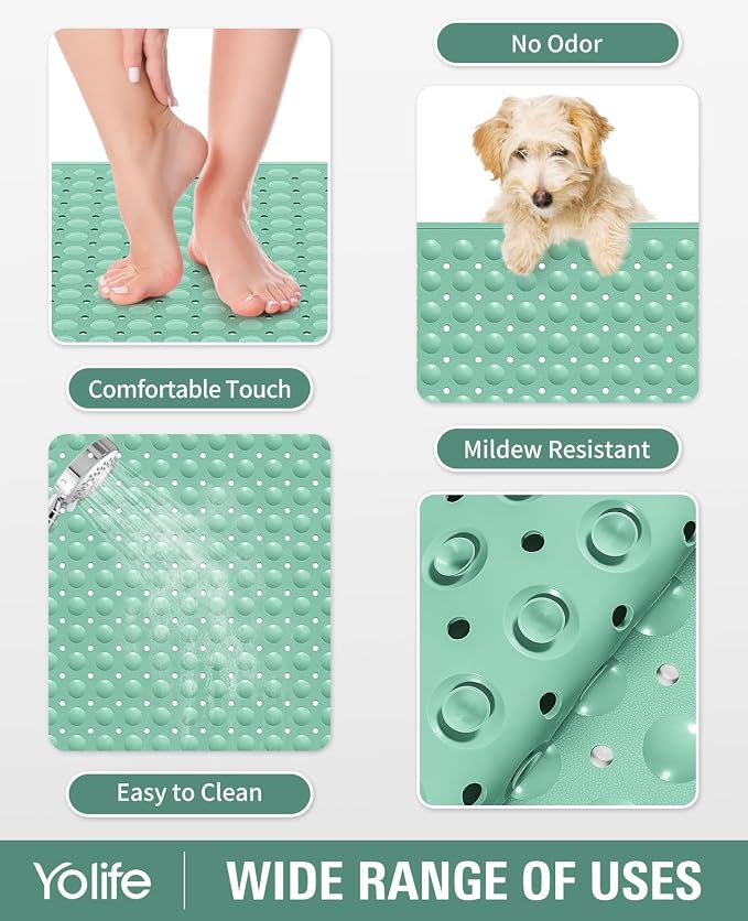 Yolife Extra Large TPE Shower Mat, 47.2" L x 31.5" W Anti Slip Bath Mat - Image 4