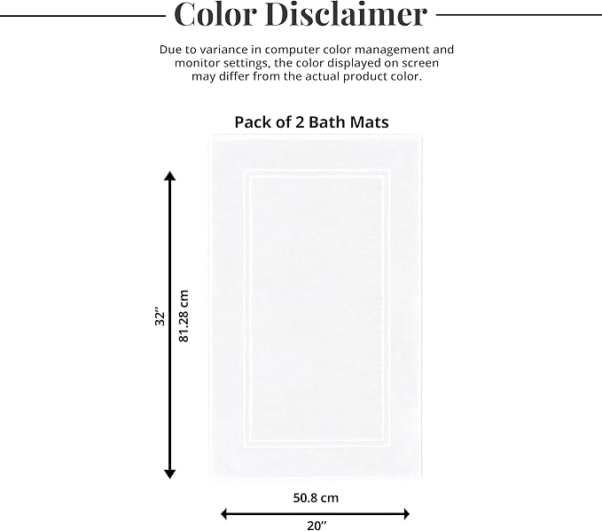 Tens Towels Pack of 2 Bath Mats 100% Cotton, 20 x 32 Inches, Super Absorbent - Image 9