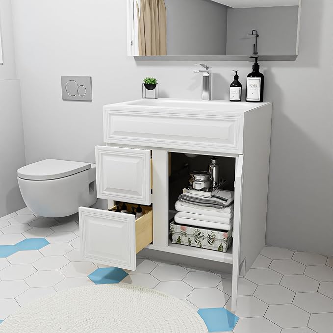 30 Inch Antique White Bathroom Vanity Unassembled, No Sink/Top/Handles Bathroom - Image 5
