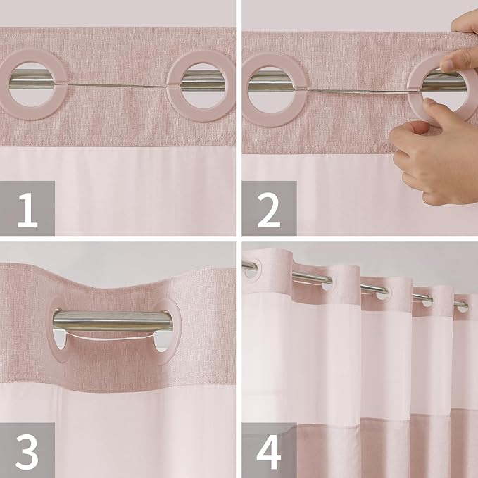 No Hooks Needed Linen Textured Shower Curtain - Image 5