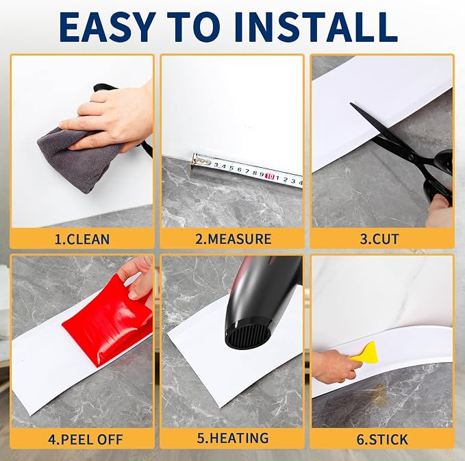 Flexible Baseboard Molding Trim 4 Inch Self-Adhesive Vinyl Wall Base Peel and - Image 6