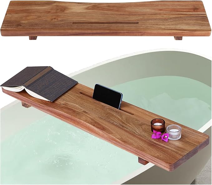 Premium Acacia Wood Bathtub Tray Caddy by La+vie+elegante