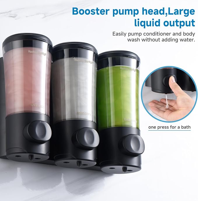 Shampoo and Conditioner Dispenser No Drill Shower Soap Dispenser Wall Mounted - Image 4