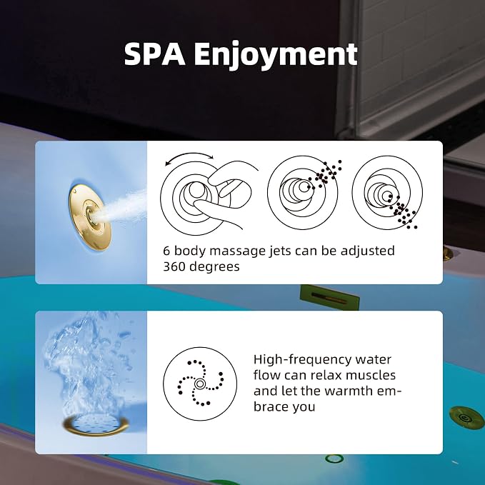 WOODBRIDGE 72" x 35-3/8" Whirlpool and Air Bath Heated Soaking Combination Tub - Image 14