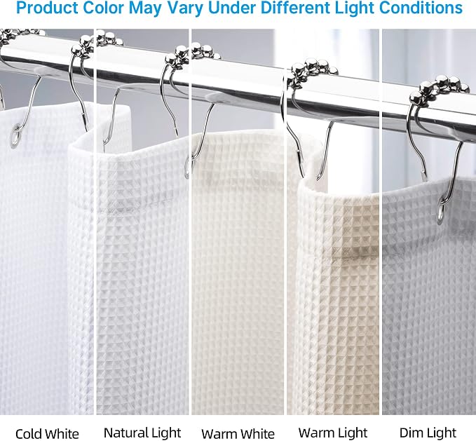 AmazerBath Waffle Shower Curtain White, Stall Shower Curtain, Heavy Duty Fabric - Image 4