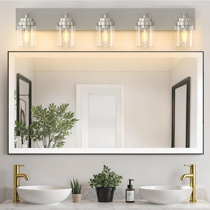 IZORRO Bathroom Vanity Light Fixture, 5-Light 36 Inch Brushed Nickel Bathroom - Image 4