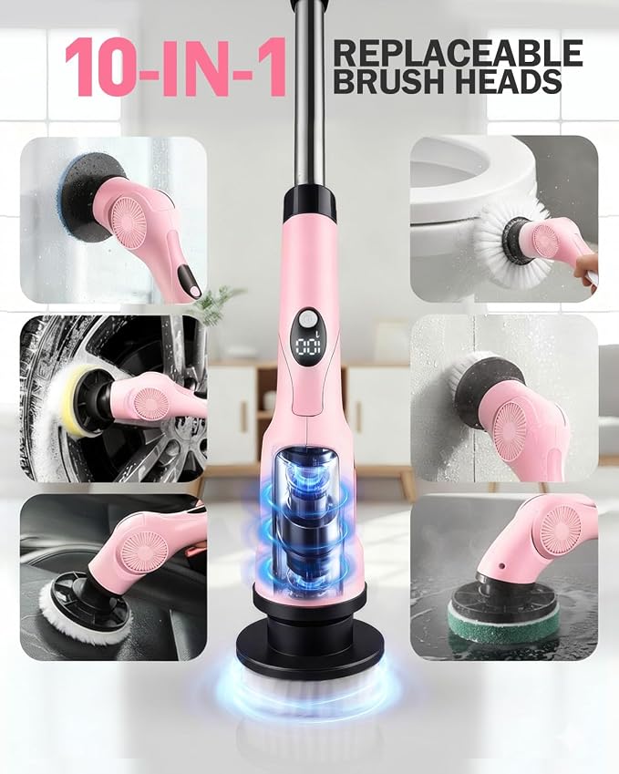 Electric Spin Scrubber, 3-Speed Cordless Shower Scrubber - Image 6