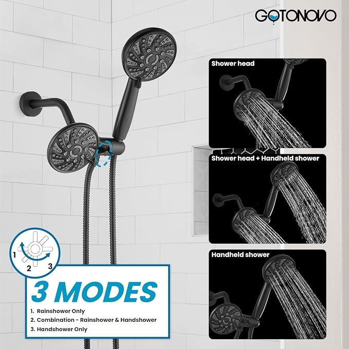 gotonovo Dual 2 in 1 Shower Head Kit High Pressure Combo System Shower Faucet 6 - Image 4