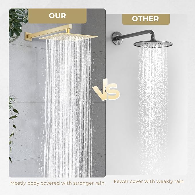 High Pressuer Square Rain Shower Head, Ultra Thin, SUS304 Stainless Steel - Image 6