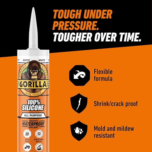 Gorilla Waterproof Caulk & Seal Silicone Sealant, 10oz Cartridge - Image 7