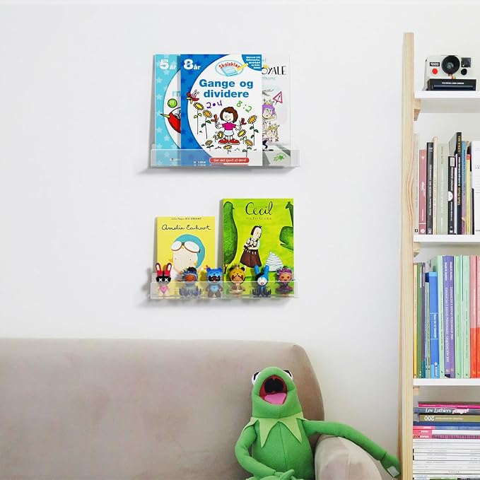 NIUBEE 16.5-Inch Acrylic Floating Bookshelves - Image 7