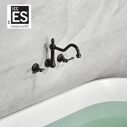 sumerain Vintage Tub Faucet Wall Mount Bathtub Filler Oil Rubbed Bronze - Image 2