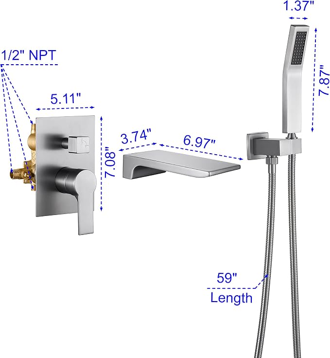 SHAMANDA Waterfall Wall Mounted Bathtub Faucet - Image 7