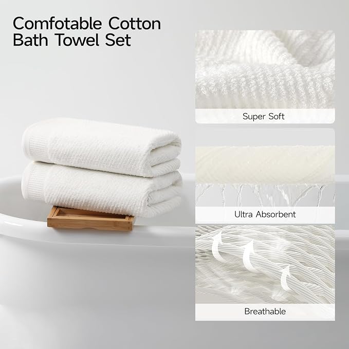 REDKISS Luxury Bath Towel Set of 8, 100% Cotton Bathroom Towels Set - Image 5