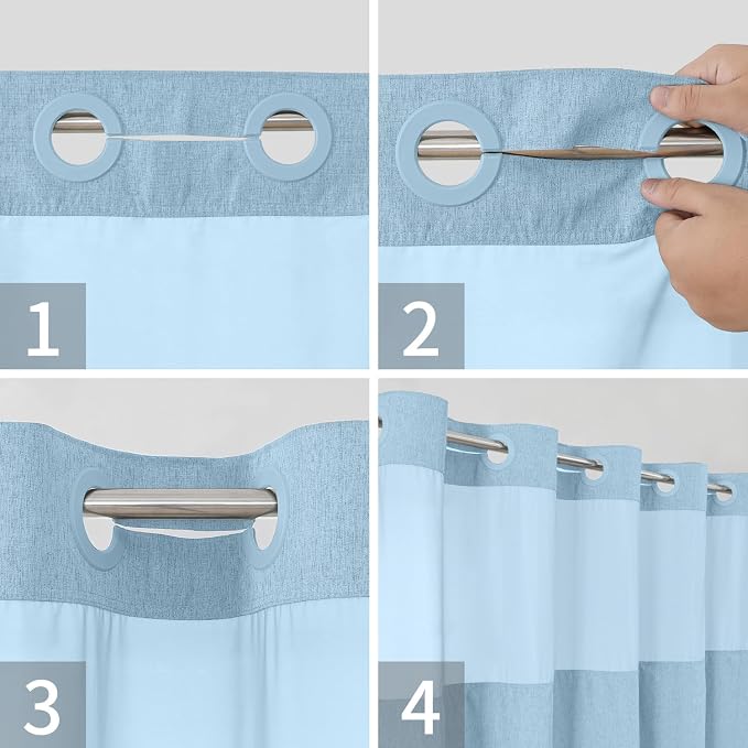 Stall No Hooks Needed Linen Textured Shower Curtain - Image 5