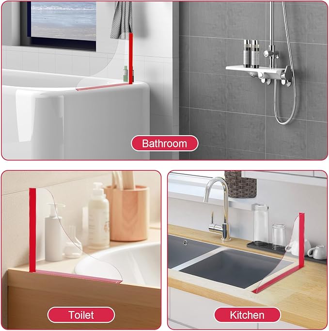 4-Pack Clear Acrylic Shower Splash Guards – Self-Adhesive Waterproof Corner - Image 5