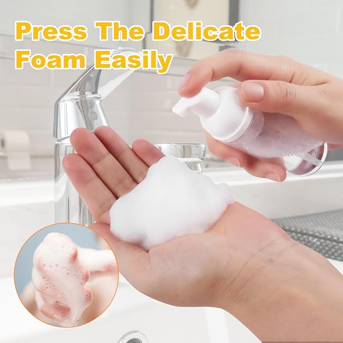 2oz Travel-Sized Foaming Pump Bottles, Refillable Travel Size Mousse Bottle - Image 4