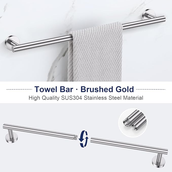 5-Piece Towel Bar Set Brushed Nickel Bathroom Hardware Accessories Set Upgraded - Image 4