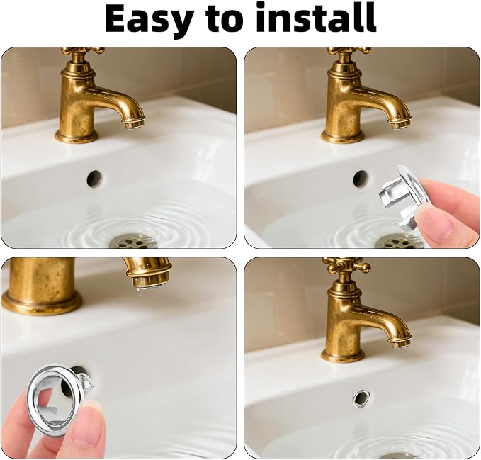 10 Pcs Sink Overflow Ring Cover, Chrome Bathroom Sink Overflow Trim Ring Cap - Image 5