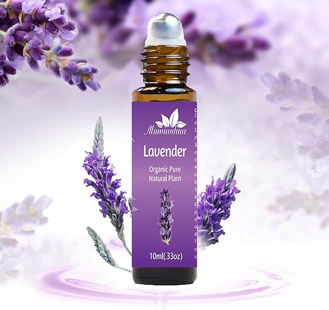 Lavender Essential Oil Roll On for Bedtime & Relaxation, Pre-Diluted by Mumianhua