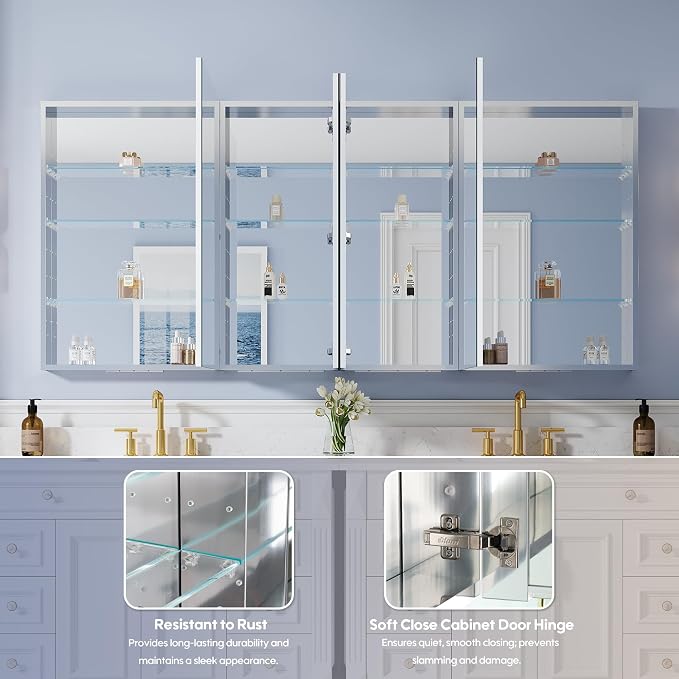 WELLFOR 80" x 36" Bathroom Medicine Cabinet - Image 4