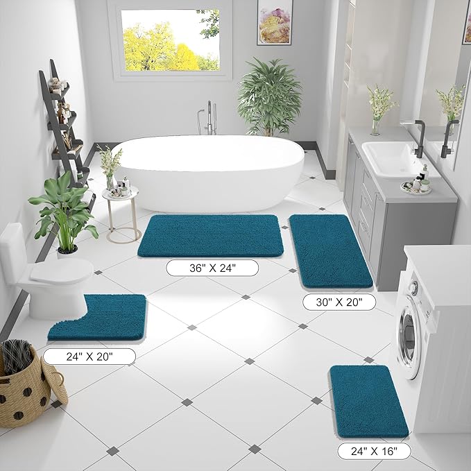 OLANLY Bathroom Rugs 44x24, Extra Soft Absorbent Chenille Bath Rugs, Rubber - Image 8