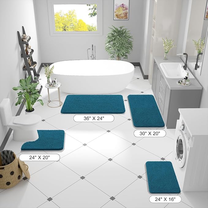 OLANLY Bathroom Rugs 47x24, Extra Soft Absorbent Chenille Bath Rugs, Rubber - Image 2