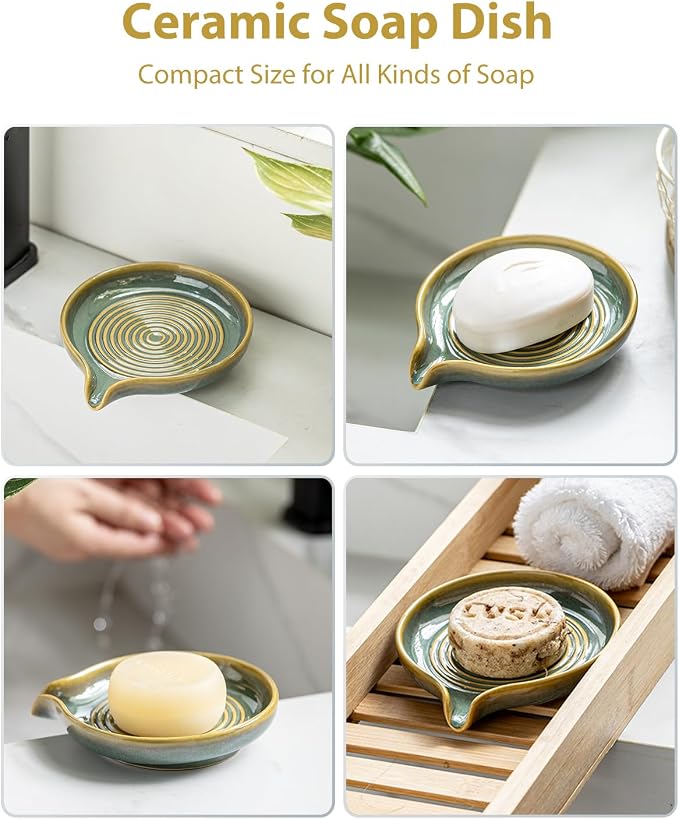 Ceramic Soap Dish, Self Draining Soap Holder Bar Soap Dish - Image 6