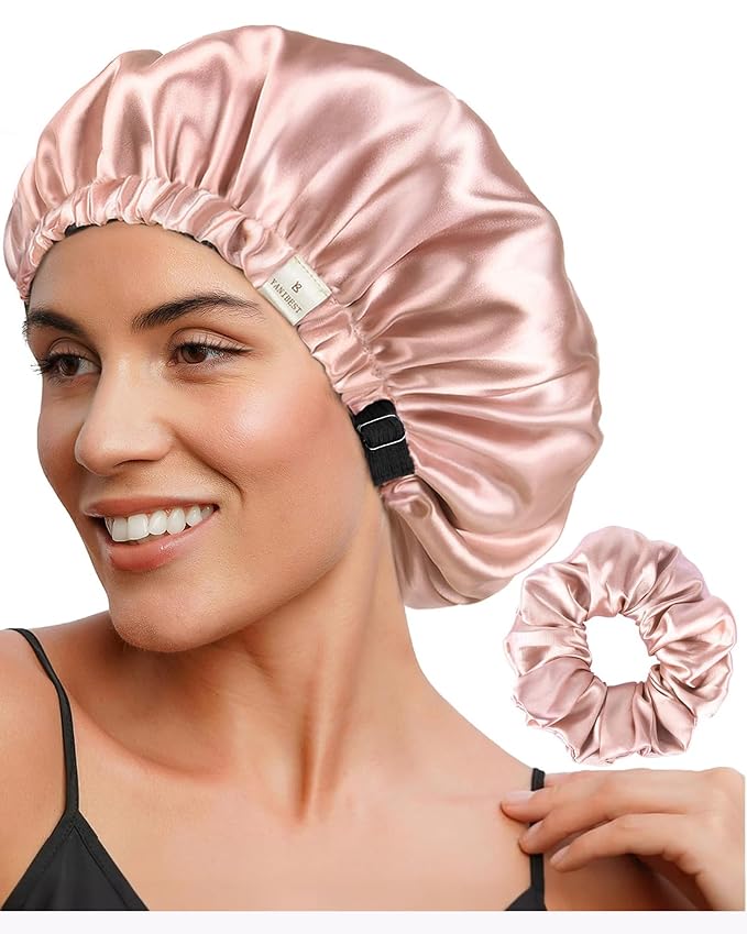 YANIBEST Adjustable Satin Bonnet Double Layer Hair Bonnet by yanibest
