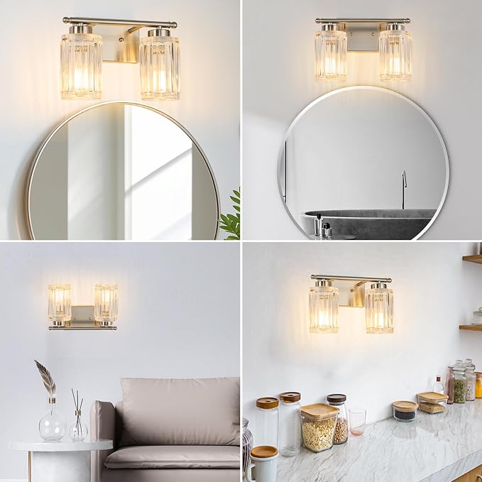 2 Light Bathroom Light Fixtures Modern Brushed Nickel 12 Inch Vanity Lights - Image 8