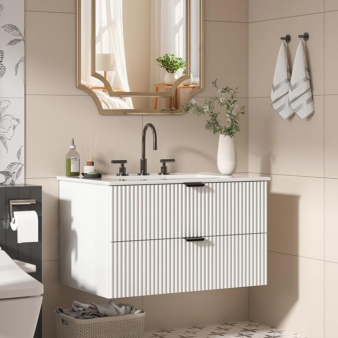 30" Bathroom Vanity with Sink Combo, Floating Vanity Bathroom Cabinet with by Mepplzian