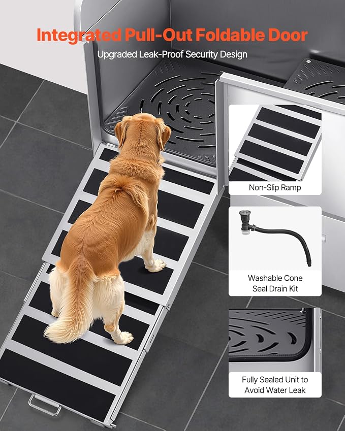 VEVOR Dog Bath Tub, Professional 50 Inch 304 Stainless Steel Dog Washing - Image 3