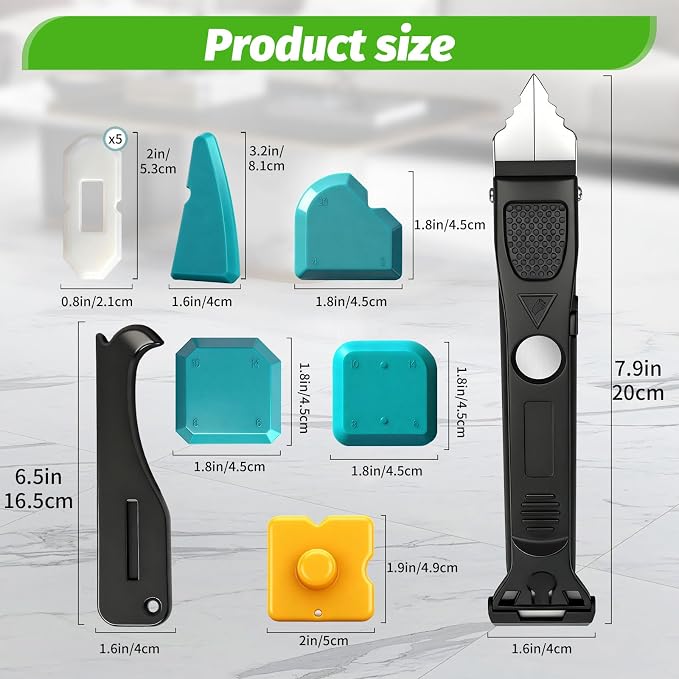 Caulking Tool 6 in 1 Sealant Finishing Tool & Grout Remover Scraper - Image 8