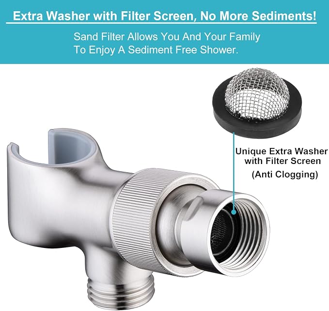 Shower Head Holder All Metal Adjustable Handheld Shower Arm Mount, 1/2" Shower - Image 8