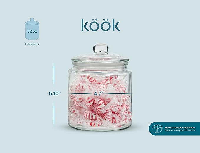 KooK Glass Storage Jars with Lids - 29oz - Image 6