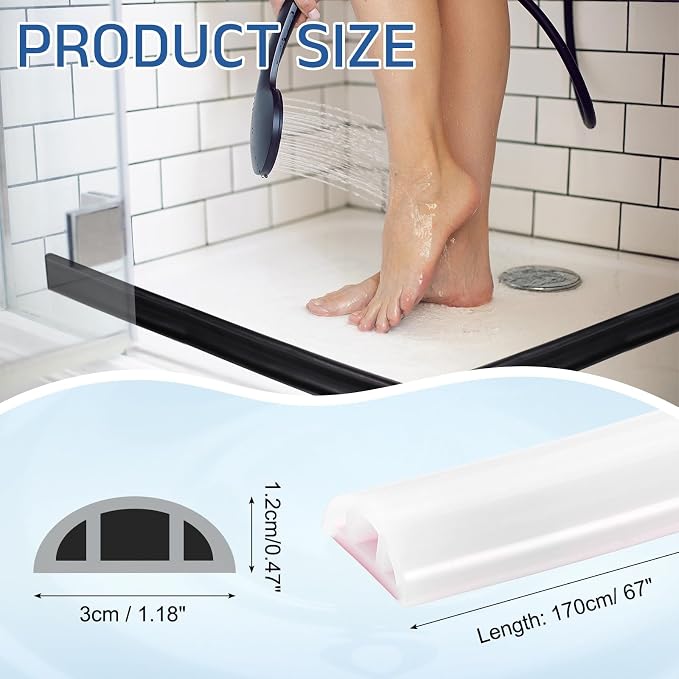 uxcell Shower Water Barrier, 1.18"W x 0.47"H - Image 2