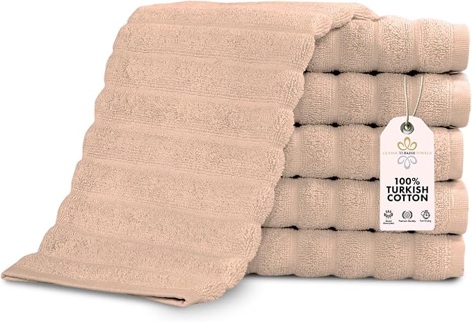 Classic Turkish Towels CTT Luxurious 100% Turkish Cotton Washcloths 6 Pack by ClassicTurkishTowels