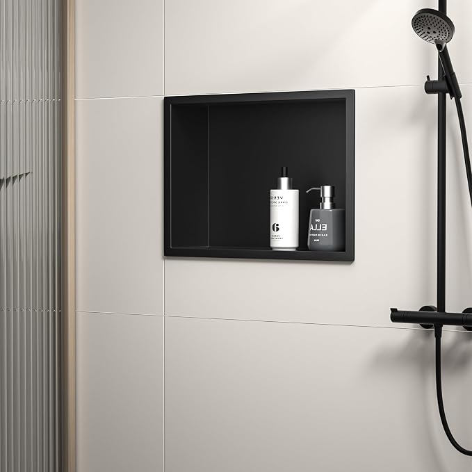 Stainless Steel Shower Niche 18" X 12" Matte Black No Tile Needed Niche Shower - Image 5