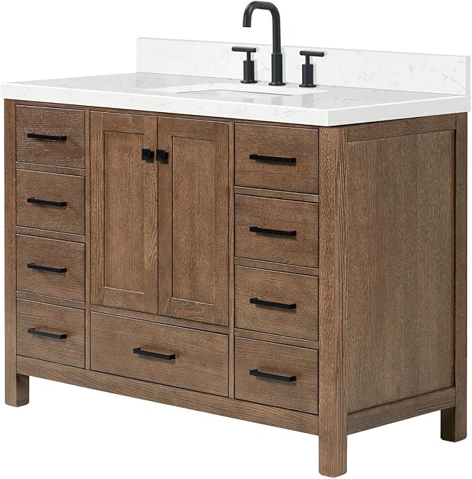 ARIEL Cambridge 48 Inch Single Rectangle Sink Bathroom Vanity - Image 4