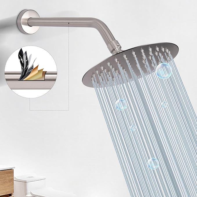 HarJue Shower Arm with Flange and Teflon Tape, Wall Mounted Shower Pipe 304 - Image 5