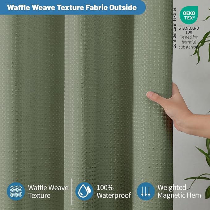 2-in-1 Waterproof Fabric Shower Curtain - Image 8