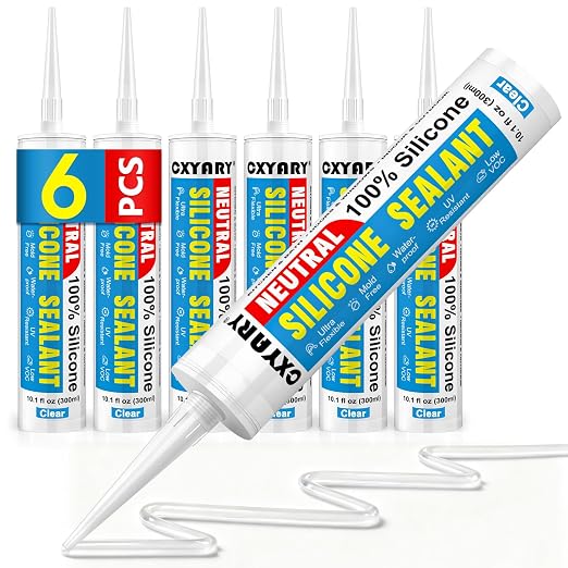 Silicone Caulk & Sealant Clear, 6 Pack by CXYARY