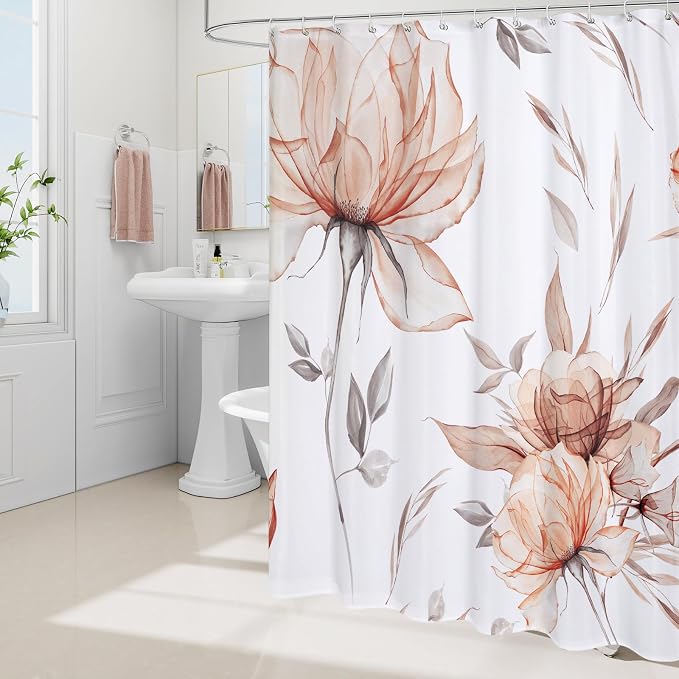 Long Boho Watercolor Floral Shower Curtain 72 x 78, Artistic 78 Inch Long - Image 2
