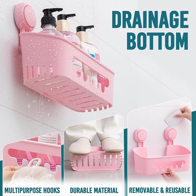 TAILI Shower Caddy Suction Cup, Heavy Duty Bathroom Organizer, Removable Shelves - Image 3