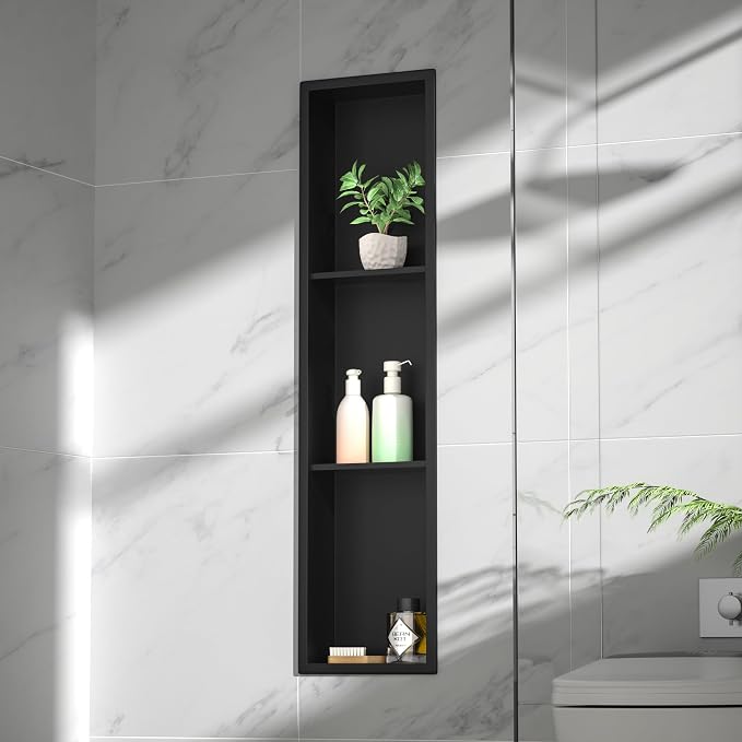Stainless Steel Shower Niche 8"×36" Matte Black - Image 2