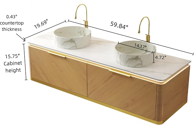 60” Floating Double Sink Bathroom Vanity - Image 2