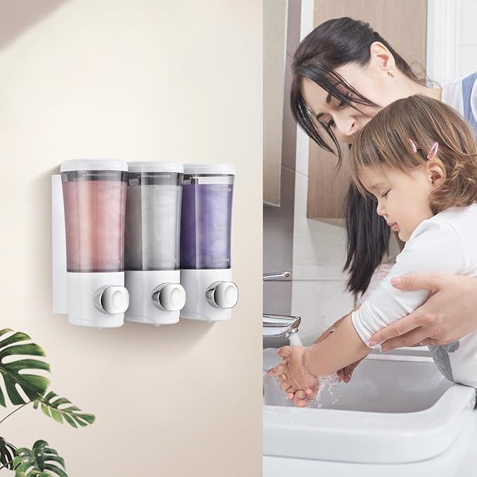 Shampoo and Conditioner Dispenser No Drill Shower Soap Dispenser Wall Mounted - Image 2
