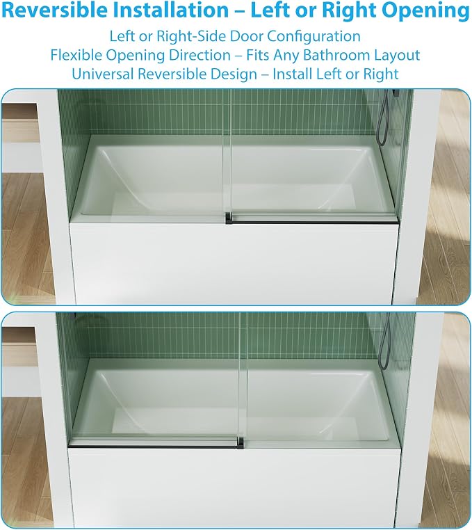 Frameless Sliding Shower Door, 5/16" SGCC Tempered Clear Glass - Image 5