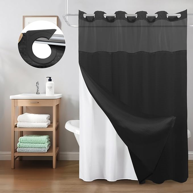 Inhousolu Stall No Hook Shower Curtain - Image 8