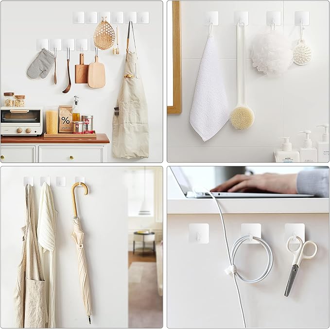 VIS'V Adhesive Hooks, Heavy Duty Shower Wall Stick on Hooks, Waterproof - Image 2